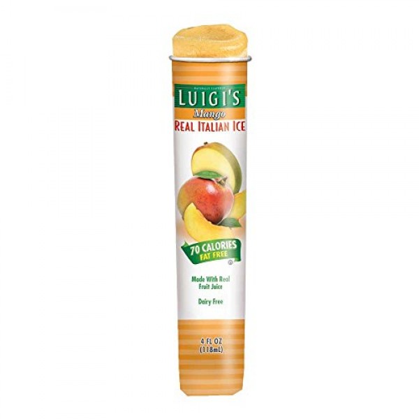 Luigis Real Italian Ice Mango Squeeze Tube, 4 Ounce -- 24 Per Case.