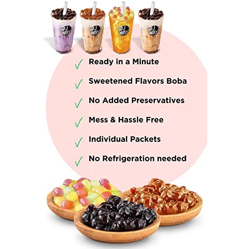 J Way Instant Boba Bubble Pearl Variety Milk Tea Fruity Tea Kit