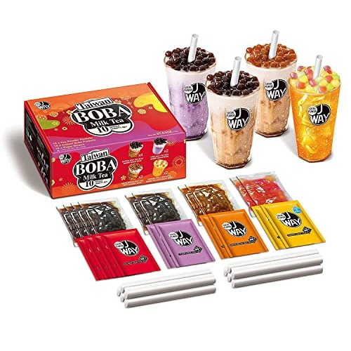 J Way Instant Boba Bubble Pearl Variety Milk Tea Fruity Tea Kit