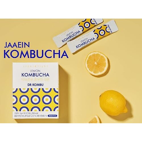 KOMBUCHA Lemon Kombucha Tea, 30 sticks x 5 grams, Zero Sugar, Sp...