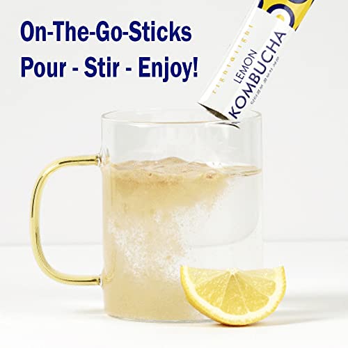 KOMBUCHA Lemon Kombucha Tea, 30 sticks x 5 grams, Zero Sugar, Sp...