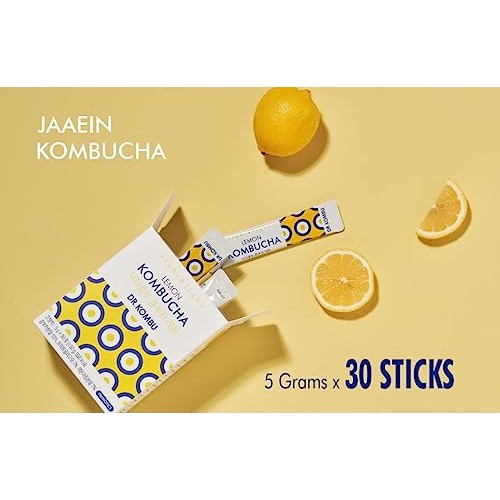 KOMBUCHA Lemon Kombucha Tea, 30 sticks x 5 grams, Zero Sugar, Sp...