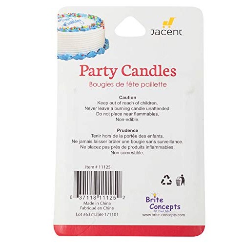 Jacent Fun Glitter Striped Birthday Candles, Blue, Yellow, Orang