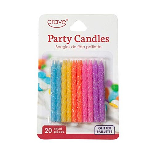 Jacent Fun Glitter Striped Birthday Candles, Blue, Yellow, Orang