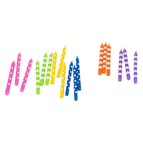 Jacent Fun Polka Dot And Striped Multicolored Birthday Candles,