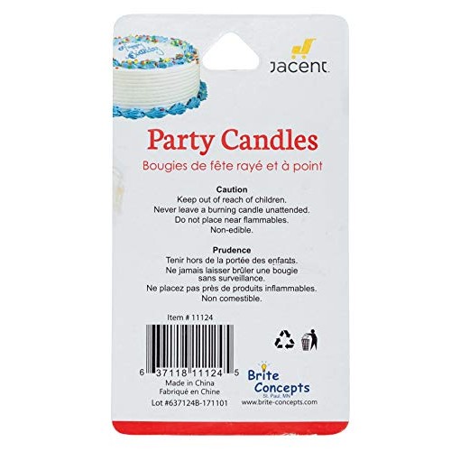 Jacent Fun Polka Dot And Striped Multicolored Birthday Candles,