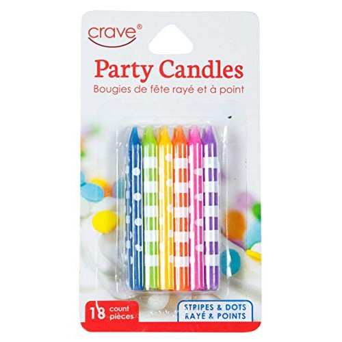 Jacent Fun Polka Dot And Striped Multicolored Birthday Candles,