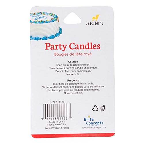 Jacent Multicolored Elegant Striped Birthday Candles, 24 Count P