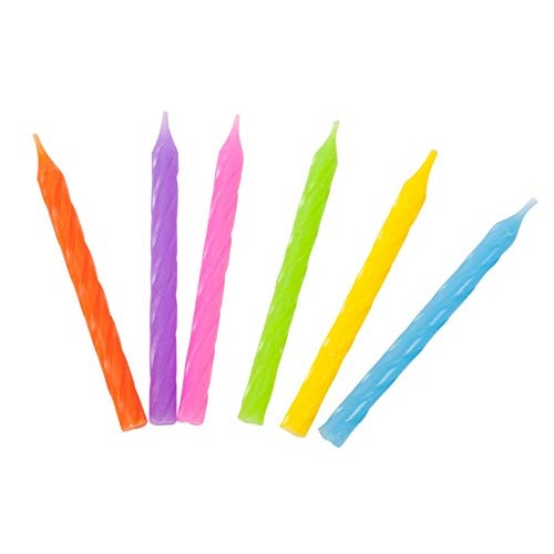 Jacent Multicolored Elegant Striped Birthday Candles, 24 Count P