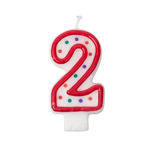 Jacent Polka Dot Number Birthday Candle Cake Topper - #2 Candle