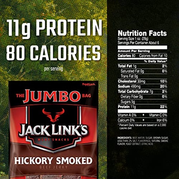 Jack Links Meat Snacks Beef Jerky, Hickory Smoked, 5.85 Ounce
