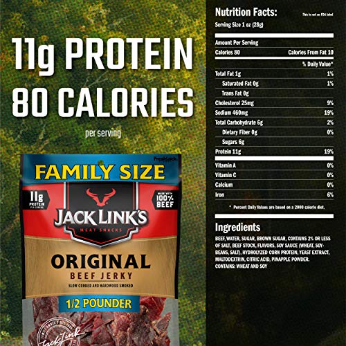 Jack Link’S Beef Jerky, Original, ½ Pounder Bag – Flavorful Meat