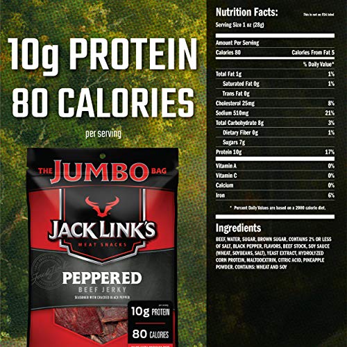 Jack Link’S Beef Jerky, Peppered, 5.85 Oz. Sharing Size Bag –Mea