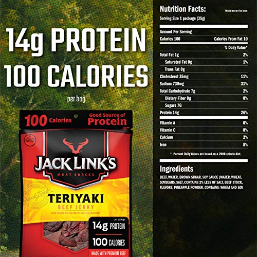 Jack Link’S Beef Jerky, Teriyaki, 1.25 Oz. Bags, 10 Count – Flav