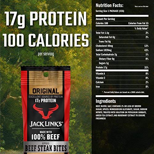 Jack Link’S Beef Steak Bites, Original, 1.5 Oz Bag, Pack Of 8 –
