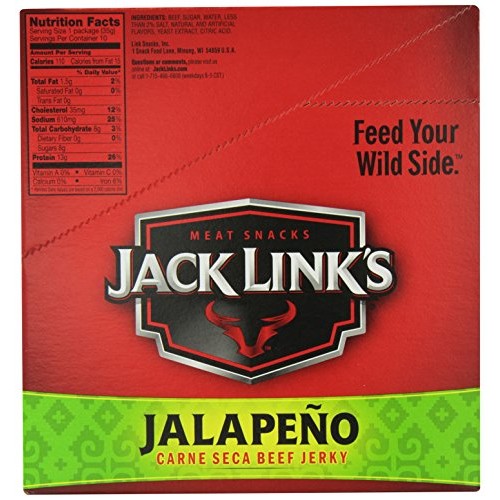 Jack Links Beef Jerky, Jalapeno Carne Seca, 1.25 Ounce Pack Of 10
