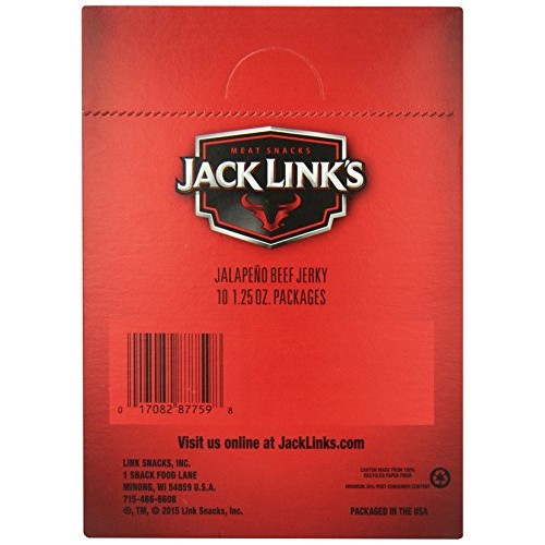 Jack Links Beef Jerky, Jalapeno Carne Seca, 1.25 Ounce Pack Of 10