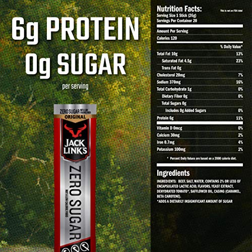 Jack Links Beef Sticks, Zero Sugar, Original – Protein Snack, M...