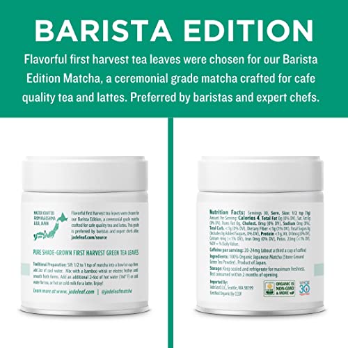 Jade Leaf Matcha Organic Ceremonial Grade Green Tea Powder - Bar...