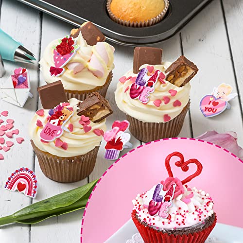 48 Pieces Valentines Day Cupcake Rings Topper For Cake Decorati