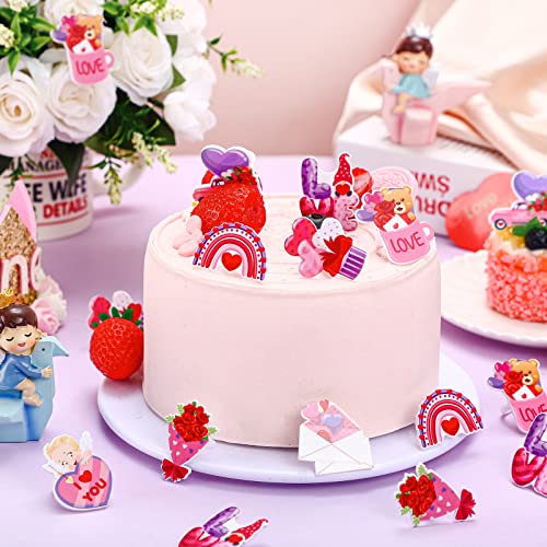 48 Pieces Valentines Day Cupcake Rings Topper For Cake Decorati