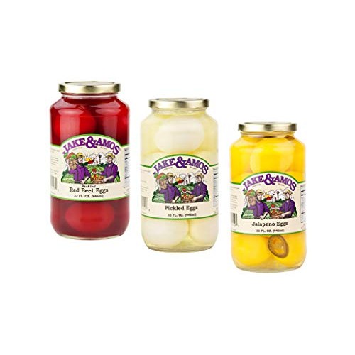 Jake &Amp; Amos Pickled Eggs Variety 3-Pack 32 Oz. Jars: Red Beet Eg