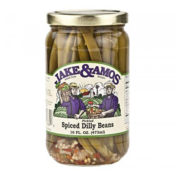 Jake & Amos Pickled Spiced Dilly Beans, 16 Oz. Jar Pack of 2