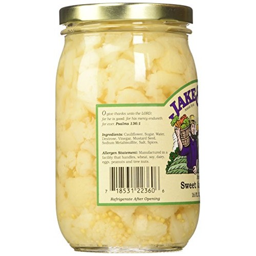 Jake &Amp; Amos Pickled Sweet Cauliflower, 16 Oz. Jar Pack Of 2