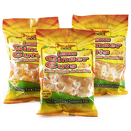 Jamaican Choice Kosher Lemon Ginger Cuts 8 Oz Each 3-Pack 1.5 Lb