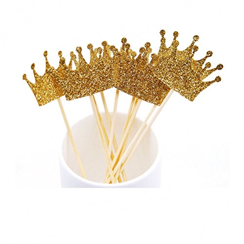 Janou Gold Glitter Crown Cake Cupcake Topper For Wedding Party D