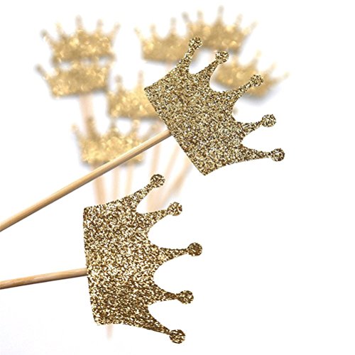 Janou Gold Glitter Crown Cake Cupcake Topper For Wedding Party D