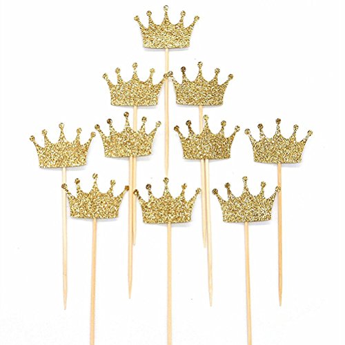 Janou Gold Glitter Crown Cake Cupcake Topper For Wedding Party D