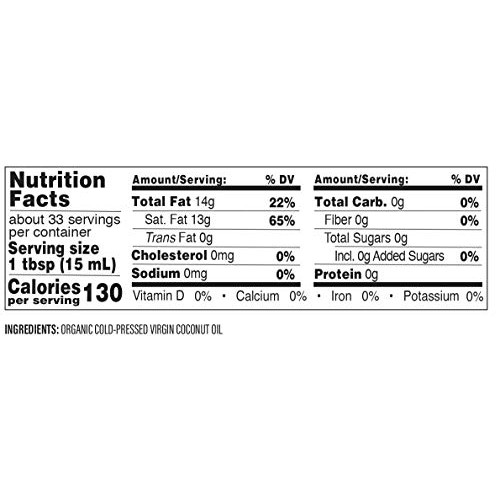 Organic Virgin Coconut Oil 16.9 Fl Oz – Cold Pressed Unrefined C