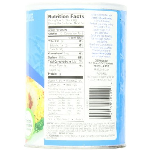 Jason, Seasoned Bread Crumbs, 15Oz Pack Of 6