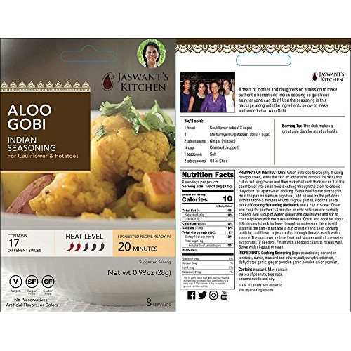 Jaswants Kitchen Indian Spice Blends With Recipes - 6 Pack Chi