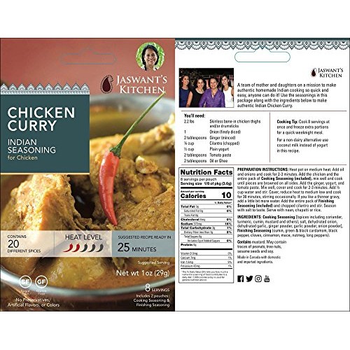 Jaswants Kitchen Indian Spice Blends With Recipes - 6 Pack Chi