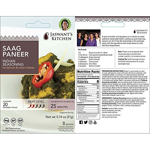 Jaswants Kitchen Indian Spice Blends With Recipes - 6 Pack Chi