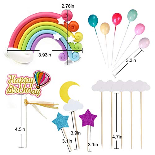 Rainbow Birthday Cake Topper Party Supplies With Rainbow Clouds