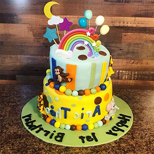 Rainbow Birthday Cake Topper Party Supplies With Rainbow Clouds