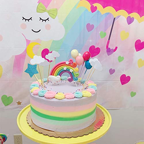 Rainbow Birthday Cake Topper Party Supplies With Rainbow Clouds