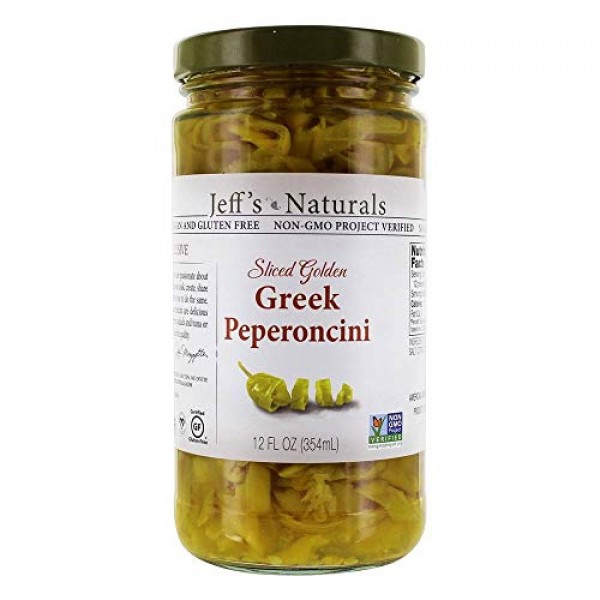Jeffs Naturals, Peperoncini Greek Sliced Golden, 12 Fl Oz