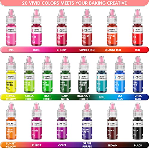 Food Coloring Liquid Set - Jelife 20 Colors Liquid Food Dye Edib