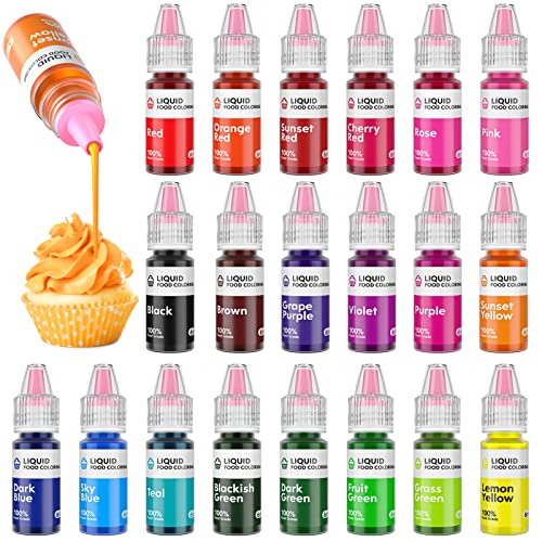 Food Coloring Liquid Set - Jelife 20 Colors Liquid Food Dye Edib