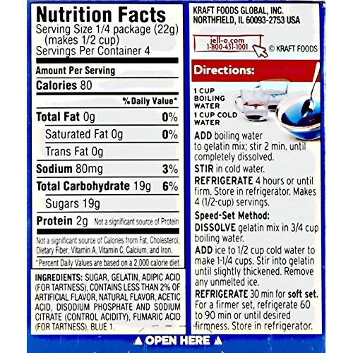 Jell-O Berry Blue, Gelatin Dessert, 6 Pk