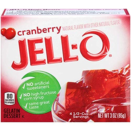 Jell-O Gelatin Dessert, Cranberry, 3-Ounce Boxes Pack Of 4