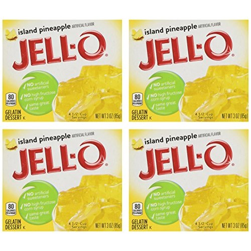 Jell-O Island Pineapple Gelatin Mix, 3 Oz Boxes Pack Of 4