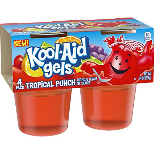 Jell-O Kool-Aid Gels Tropical Punch, 3.5 Oz, 4 Count Pack Of 6