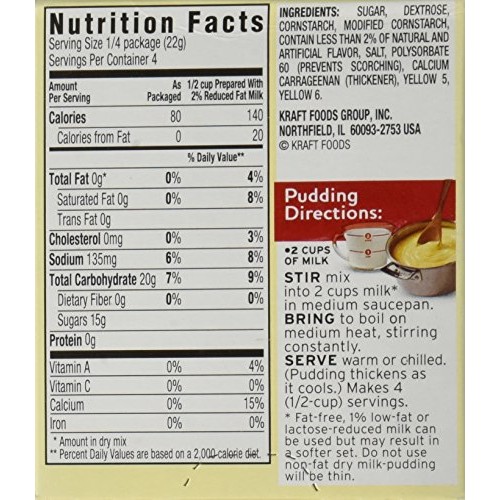 Jell-O Vanilla Cook &Amp; Serve Pudding, 3 Oz 85G 4-Pack