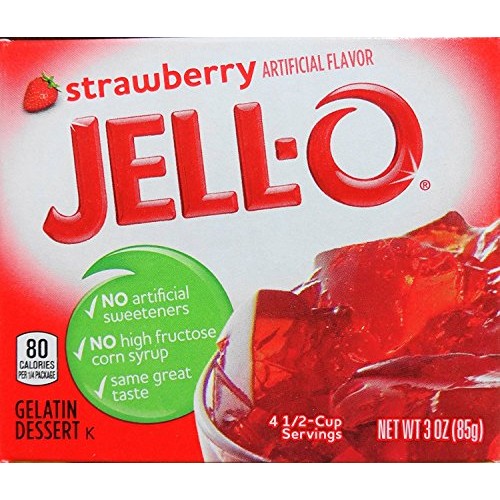 Jell-O Gelatin Dessert, Strawberry Flavor, 3-Ounce Boxes Pack O