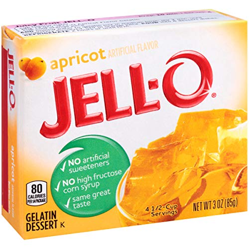 Jello Apricot Gelatin Dessert Mix 3Oz Boxes, Pack Of 6